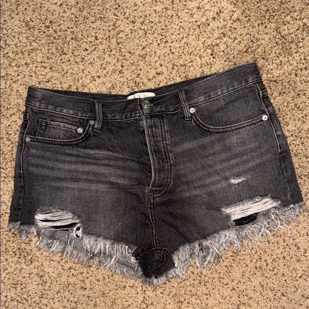 We The Free Black Distressed Jean Shorts